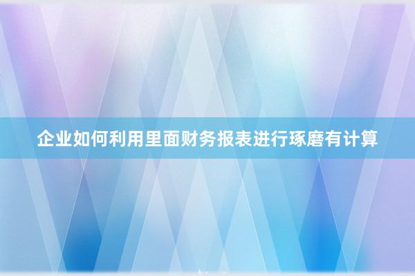 企业如何利用里面财务报表进行琢磨有计算
