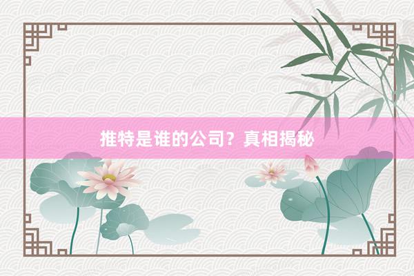 推特是谁的公司？真相揭秘