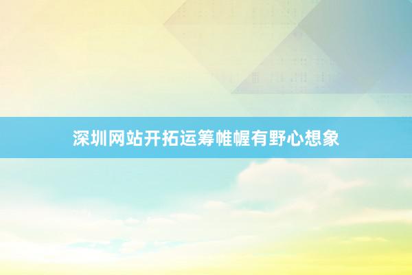 深圳网站开拓运筹帷幄有野心想象
