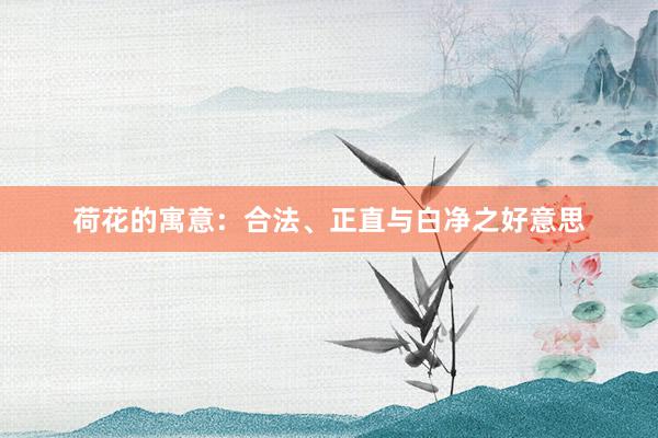 荷花的寓意：合法、正直与白净之好意思