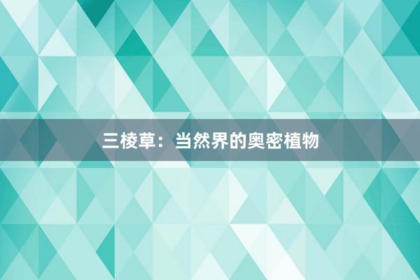 三棱草：当然界的奥密植物